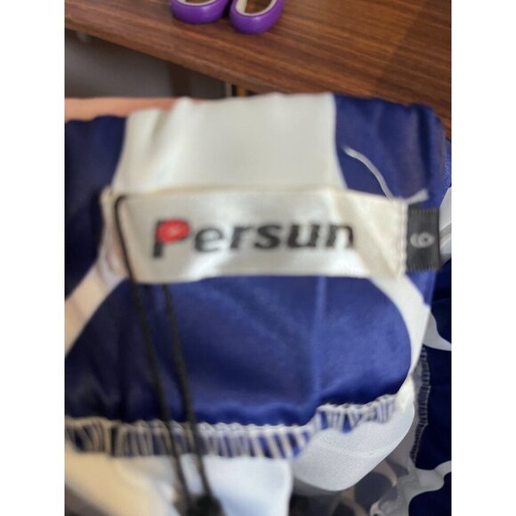 Persun Polka Dot Maxi Skirt 6 Blue Retro Old Money Classic Chic Preppy A Line - Picture 2 of 13